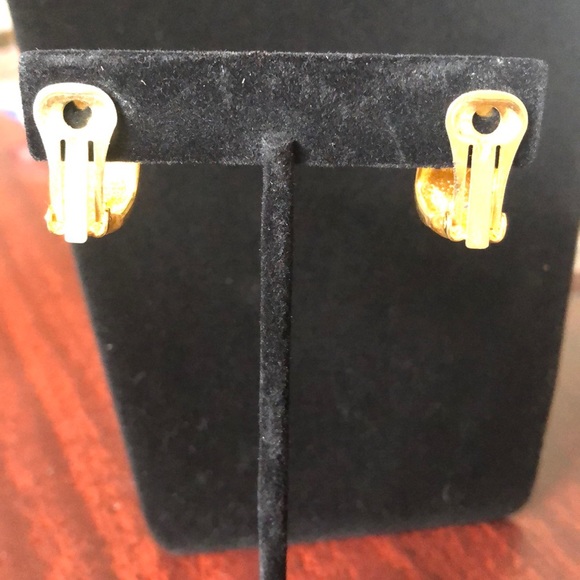 Women’s Black and Gold-Tone Clip on Earrings - Picture 3 of 5